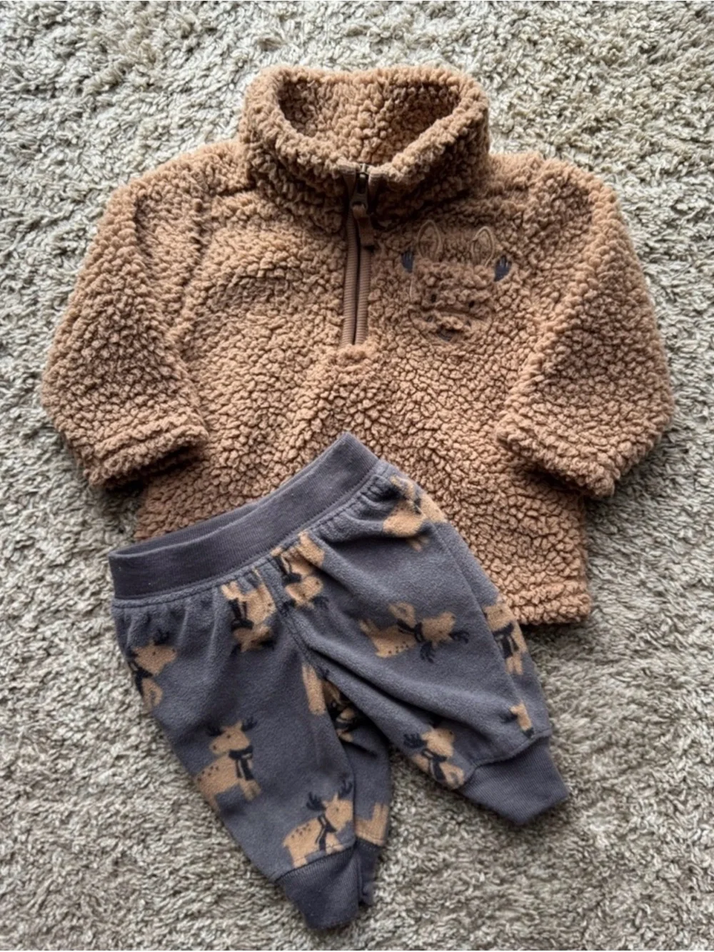 Carter’s Just One You Newborn 2-Piece Teddy Fleece Pullover & Moose Pants Set NB